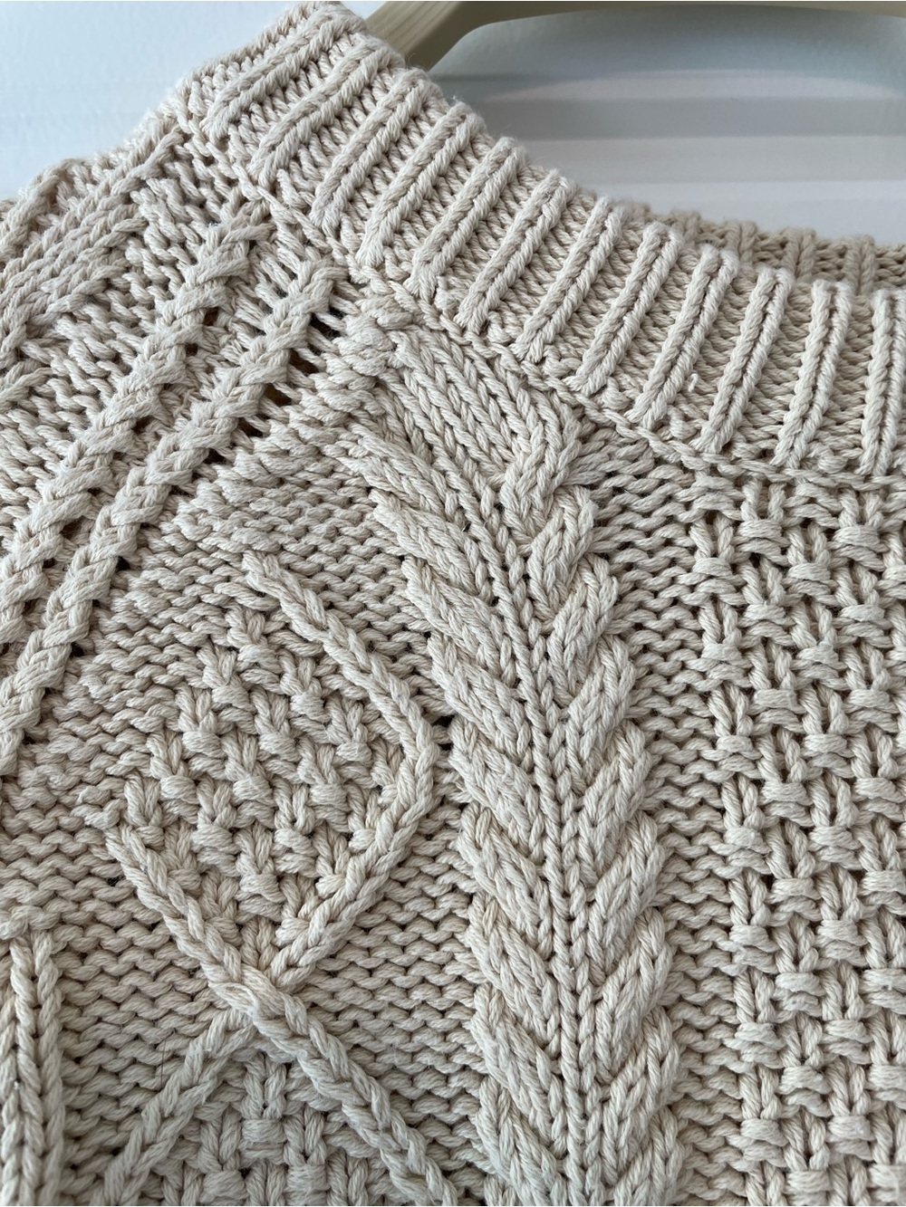 L.L. Bean Cream Cable-Knit Crewneck Sweater - Picture 2 of 4